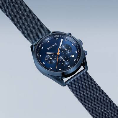 Bering 19240-397 Herrenuhr Chronograph Blau • Saphirglas • Milanaise-Armband, Bild 4