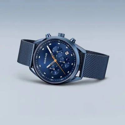 Bering 19240-397 Herrenuhr Chronograph Blau • Saphirglas • Milanaise-Armband, Bild 3