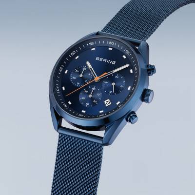Bering 19240-397 Herrenuhr Chronograph Blau • Saphirglas • Milanaise-Armband, Bild 2