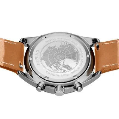 Bering 19240-508 Herrenuhr Chronograph Grün • Saphirglas • Braunes Kalbslederarmband, Bild 6