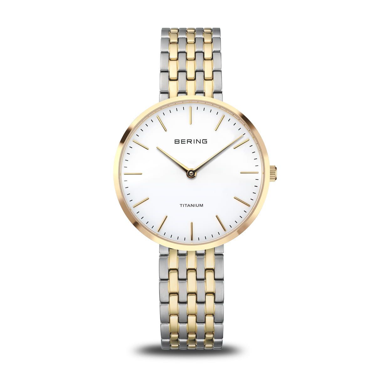 Bering Titanium 19334-010 Damenuhr Bicolor • Saphirglas • Titangehäuse