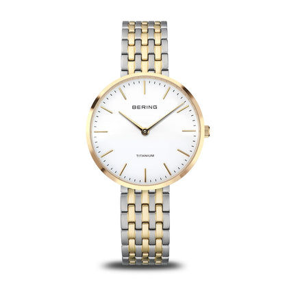 Bering Titanium 19334-010 Damenuhr Bicolor • Saphirglas • Titangehäuse