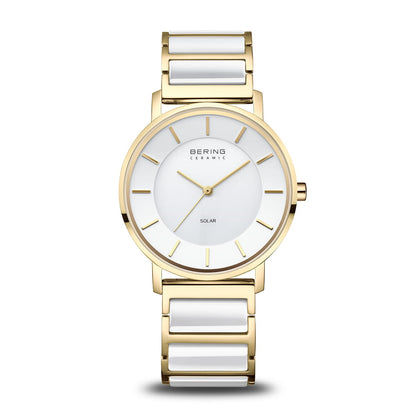 Bering Solar 19535-714 Damen Armbanduhr Goldfarben • Saphirglas • Solarbetrieb