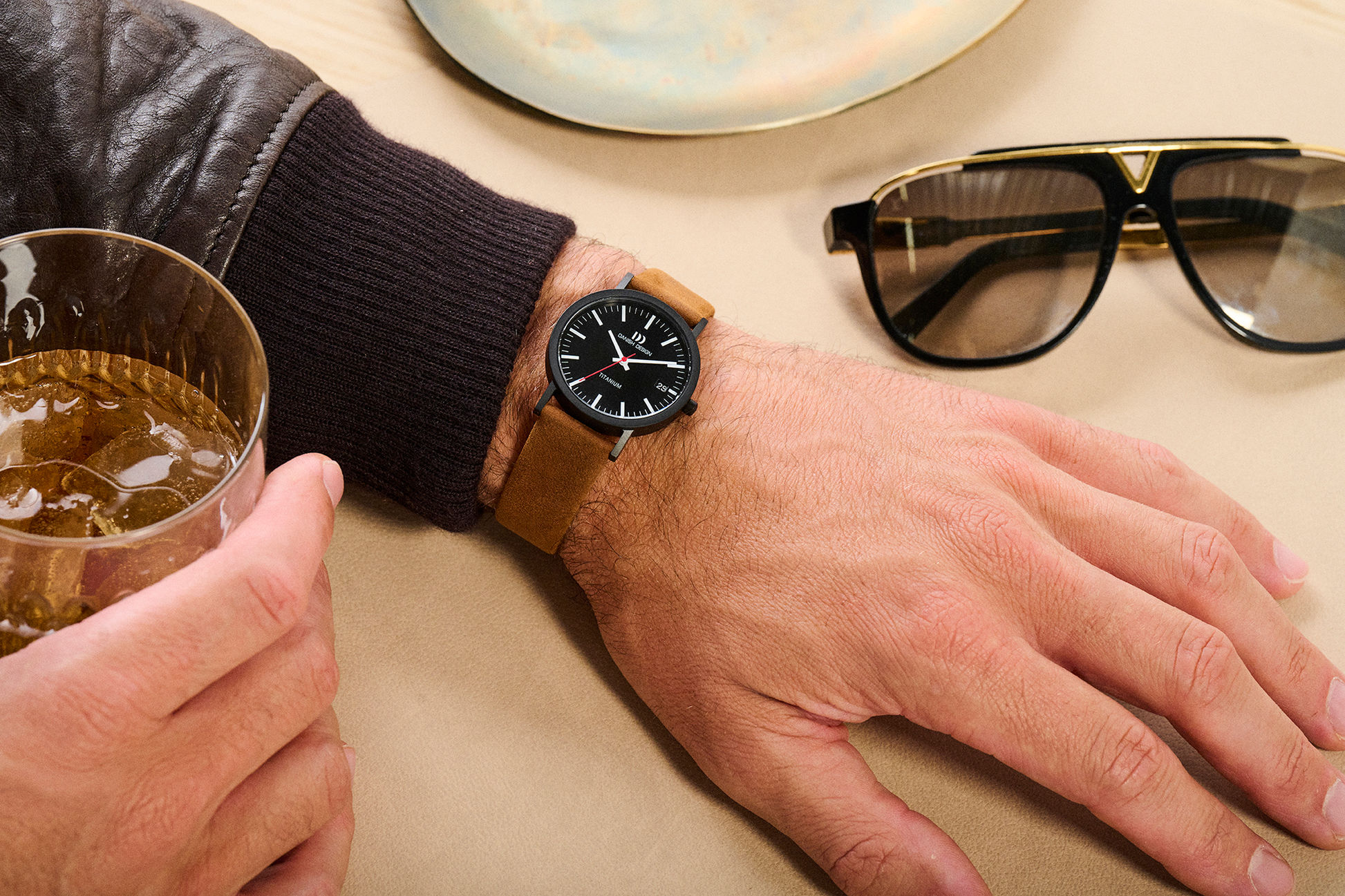 Danish Design Gløbe IQ34Q199 Rhine Armbanduhr Schwarz-Braun • Titangehäuse • Mineralglas, Bild 2