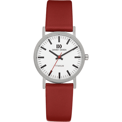 Danish Design Gløbe IV19Q199 Damenuhr Weiß/Rot • Titangehäuse • Mineralglas