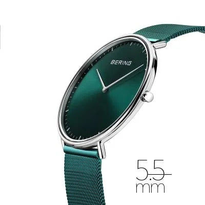 Bering Ultra Slim 15739-808 Armbanduhr Unisex Grün • Saphirglas • Milanaise-Armband, Bild 3