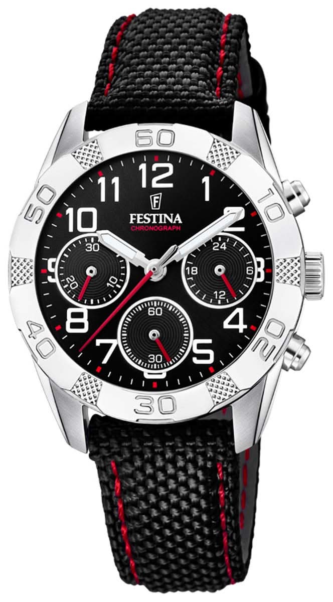 Festina Junior Collection F20346/3 Kinderuhr • Sportlicher Chronograph • Lederarmband