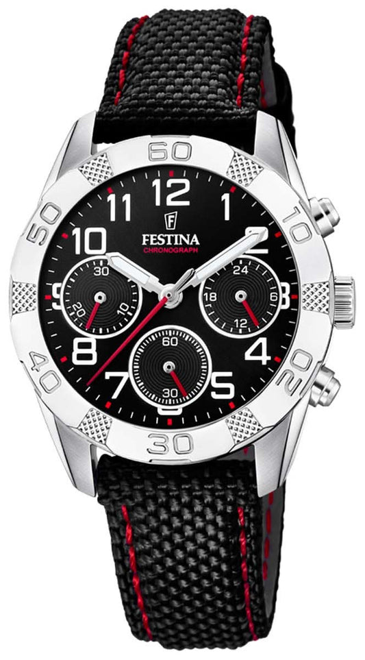 Festina Junior Collection F20346/3 Kinderuhr • Sportlicher Chronograph • Lederarmband