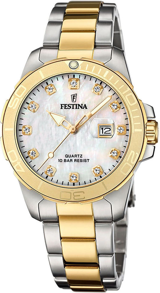 Festina Boyfriend F20504/2 Damenuhr • Elegantes Bicolor-Design • 10 ATM Wasserdicht