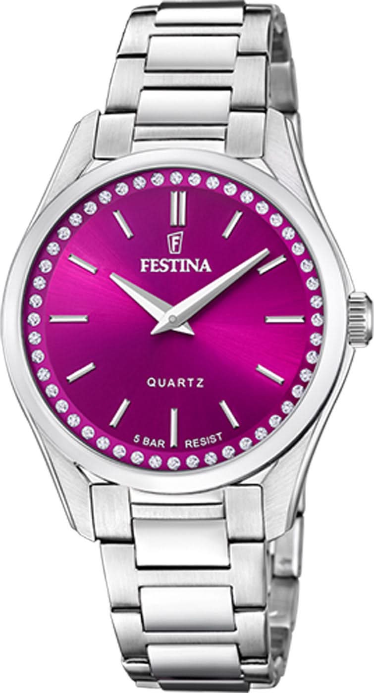 Festina Mademoiselle F20583/2 Women's Watch • Burgundy Dial • Stainless Steel