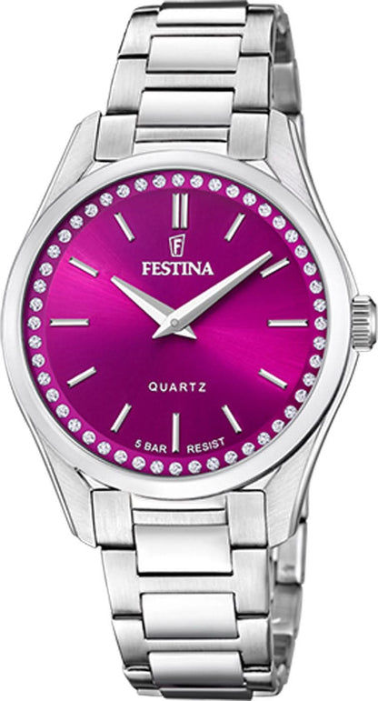 Festina Mademoiselle F20583/2 Women's Watch • Burgundy Dial • Stainless Steel