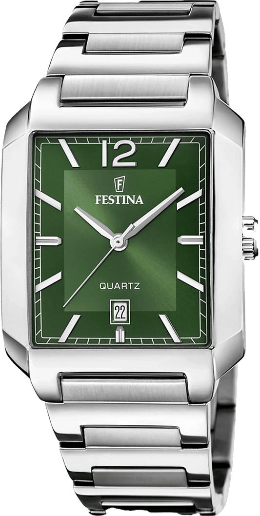 Festina On the Square F20677/5 Men's Watch • Rectangular • Green