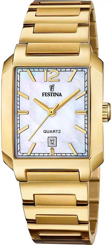 Festina On the Square F20680/2 Damenuhr • Elegantes Rechteck-Design • Perlmutt-Zifferblatt