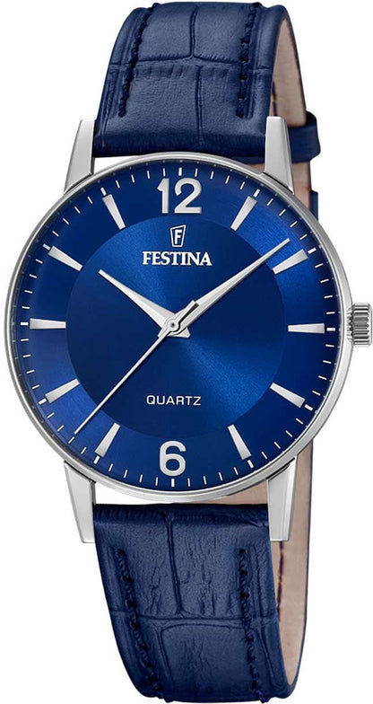 Festina Classics F20690/3 Herrenuhr • Elegantes Design • Blaues Lederband