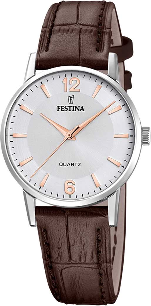 Festina Classics F20691/2 Women's Watch • Leather Strap • White Dial