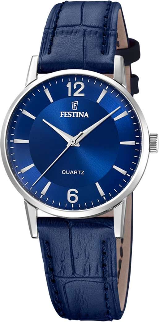 Festina Classics F20691/4 Ladies' Watch • Blue Leather Strap • Mineral Glass