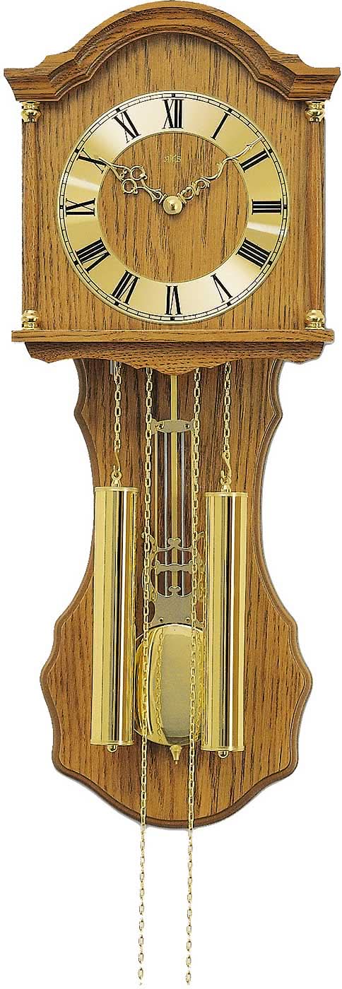 AMS Wanduhr 66x27x11 cm Holz • Mechanisches Uhrwerk • Pendeluhr