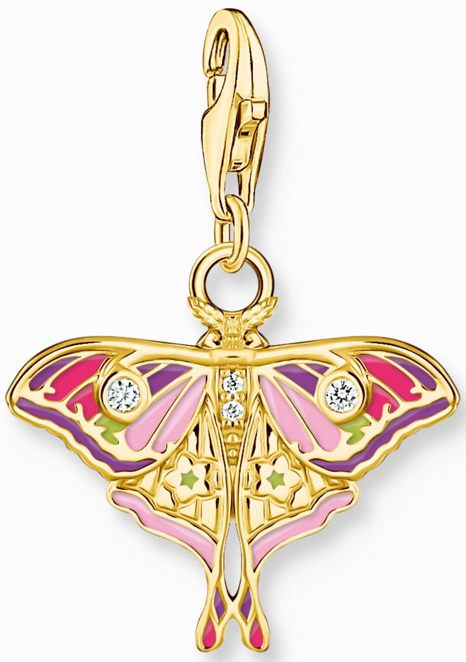 Thomas Sabo Charm Anhänger Modell: 2209-565-7 bunter Nachtfalter- 925 Sterlingsilber 18k vergoldet und Kaltemail