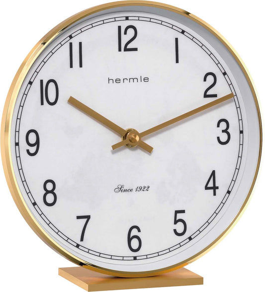 Hermle Table Clock 19x18x6.5 cm Brass • Made in Germany • Quartz Movement
