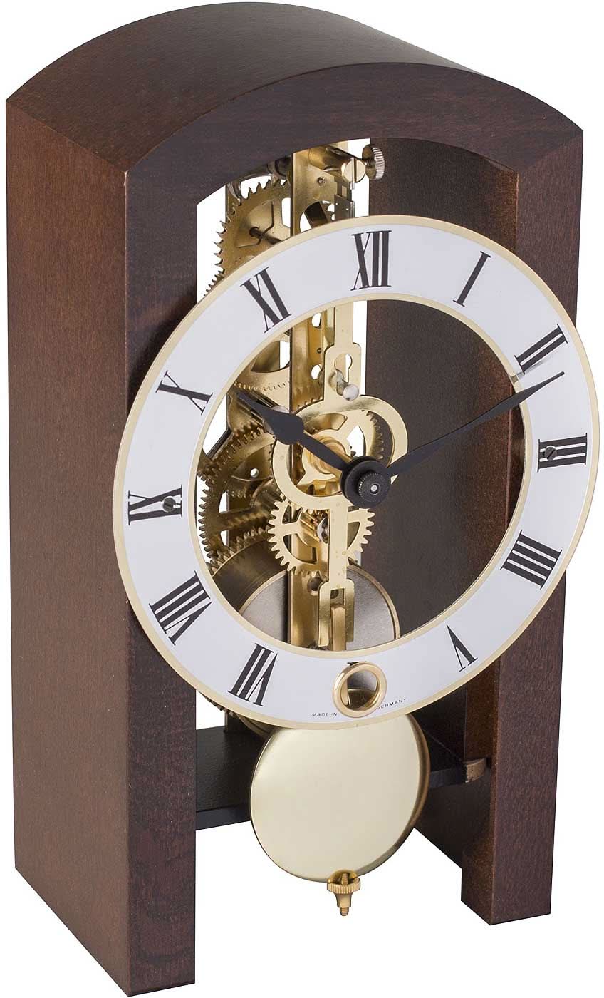 Hermle Tischuhr 18x9x11 cm Holz • Mechanisches Skelettwerk • Elegantes Design