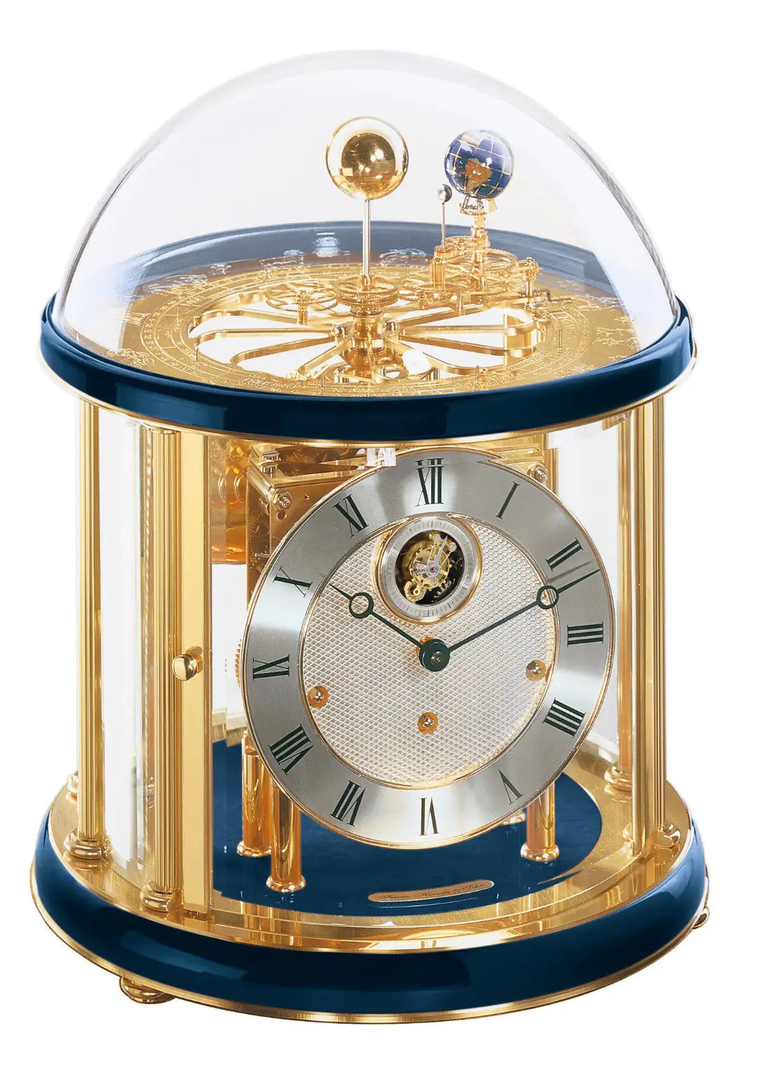Hermle Tellurium Tourbillon Messing 23069-V30352 • Vergoldetes Tourbillon • Tellurium mit Mondphase