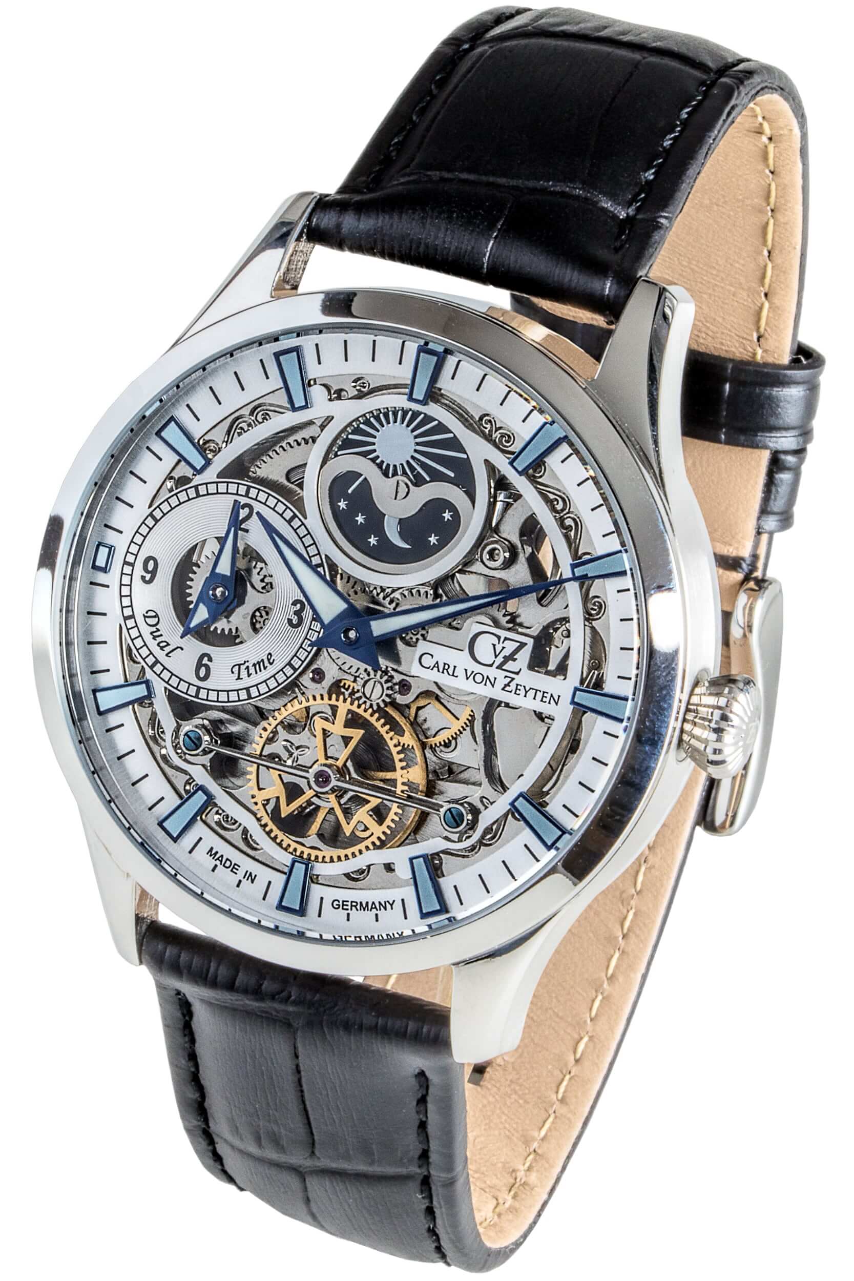 Carl von Zeyten Freiburg CVZ0063SLS Herrenuhr Silber • Automatikwerk • Dual Time