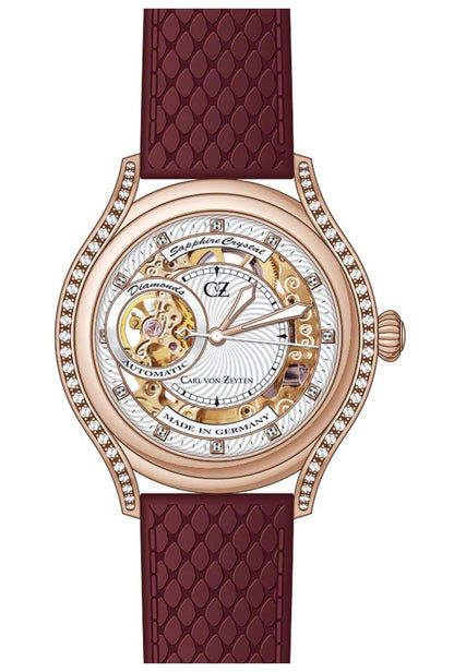 Carl von Zeyten Seewald CVZ0069RWHS Damen Armbanduhr Roségold • Automatikwerk Kaliber 411 • 116 Swarovski-Steine