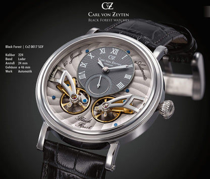 Carl von Zeyten Black Forest CVZ0017SGYS Herren Armbanduhr Grau • Automatikwerk • Saphirglas, Bild 2