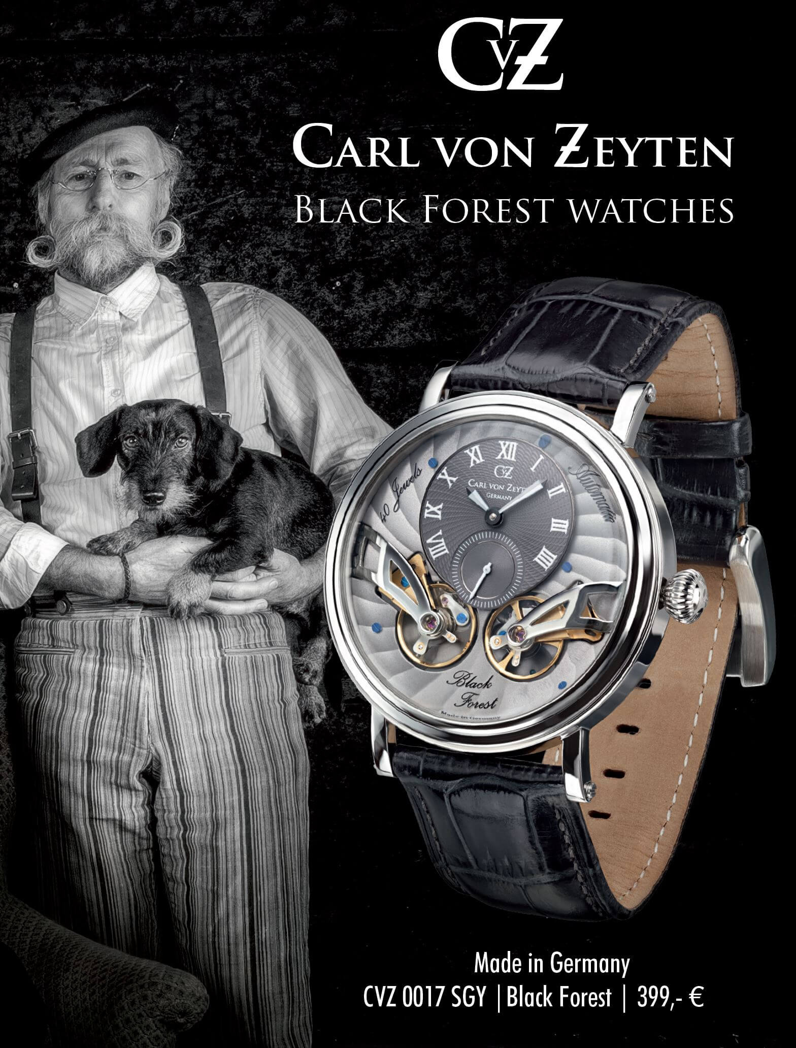 Carl von Zeyten Black Forest CVZ0017SGYS Herren Armbanduhr Grau • Automatikwerk • Saphirglas, Bild 3
