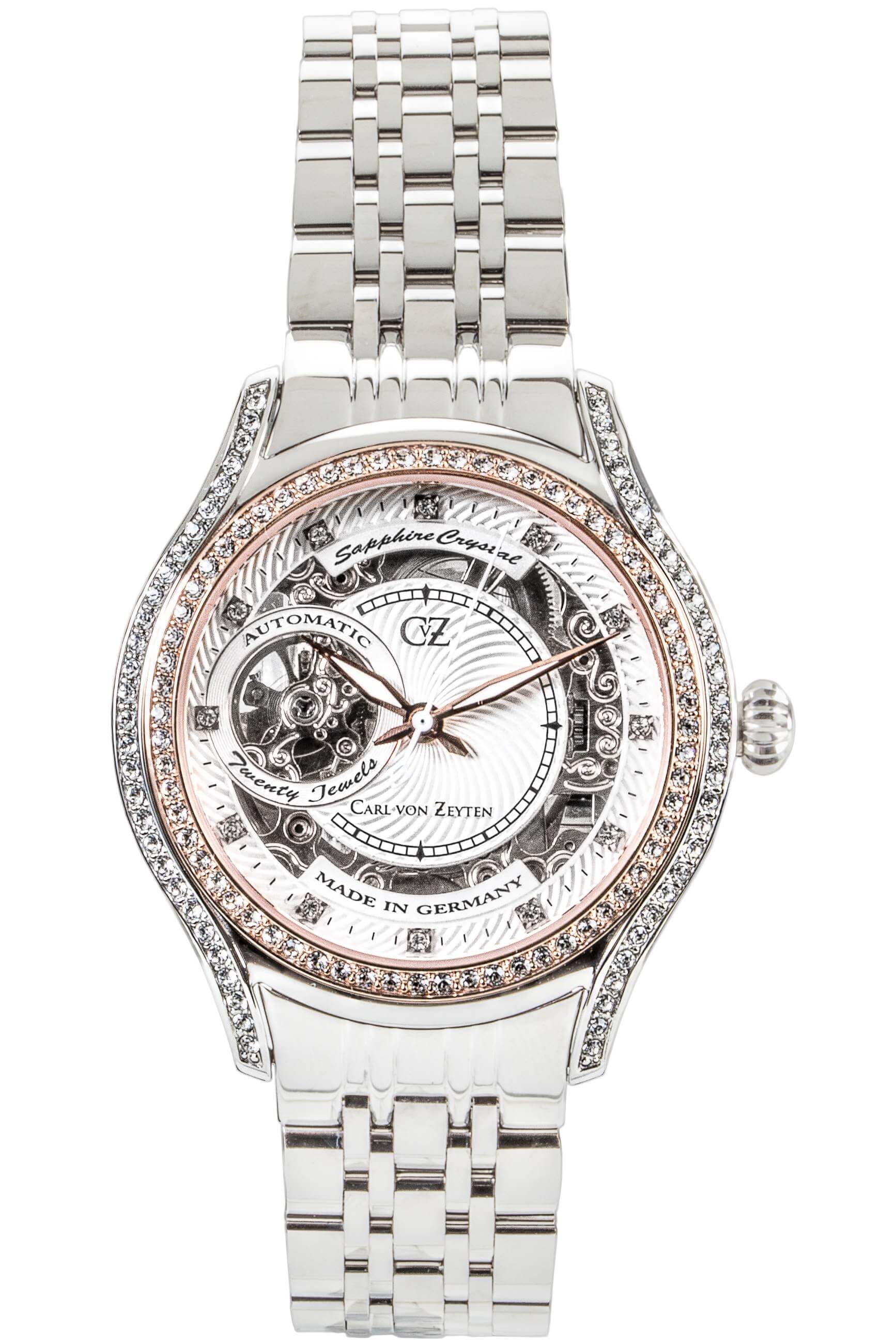 Carl von Zeyten Seewald CVZ0069RWMS Damen Automatik • Skelettzifferblatt mit Swarovski • Saphirglas
