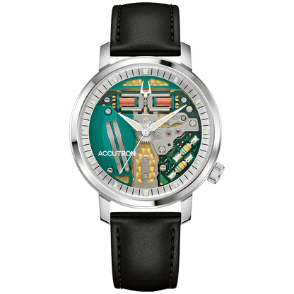 Bulova Accutron Spaceview 314 26A211 Herren Armbanduhr Grün • Stimmgabel-Kaliber Y230-Y4A • Saphirglas