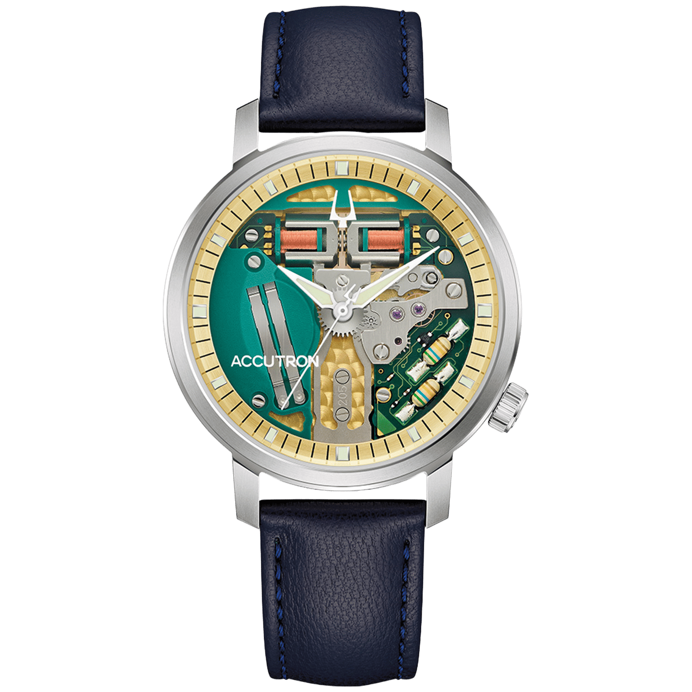 Bulova Accutron Spaceview 314 26A213 Herren Armbanduhr Grün • Stimmgabel-Kaliber • Super Titanium Gehäuse