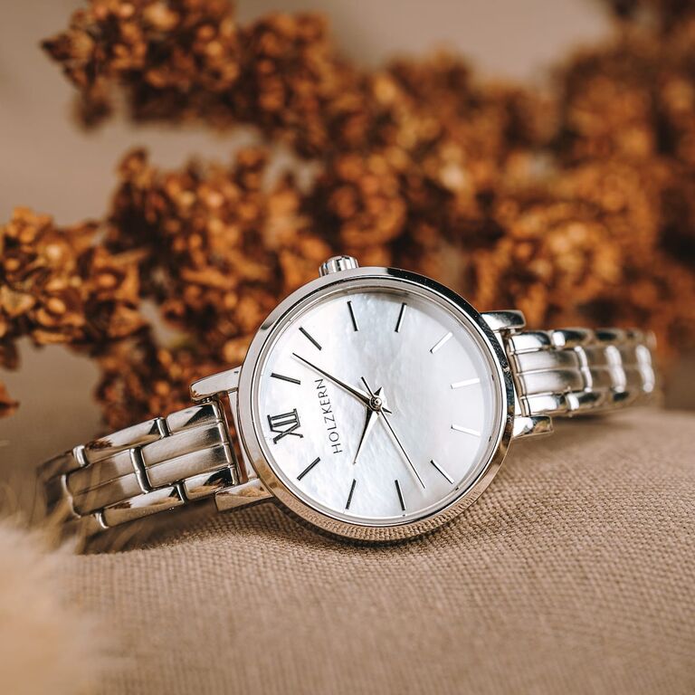 Holzkern Skadi Skadi Damen Armbanduhr Weiß • Miyota Quarzwerk • Perlmutt-Zifferblatt, Bild 8