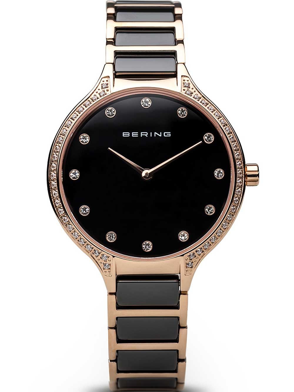 Bering Ceramic 30434-746 Damen Armbanduhr Schwarz/Roségold • Saphirglas • Keramikarmband