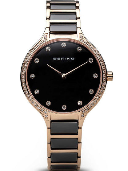 Bering Ceramic 30434-746 Damen Armbanduhr Schwarz/Roségold • Saphirglas • Keramikarmband