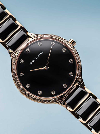Bering Ceramic 30434-746 Damen Armbanduhr Schwarz/Roségold • Saphirglas • Keramikarmband, Bild 2