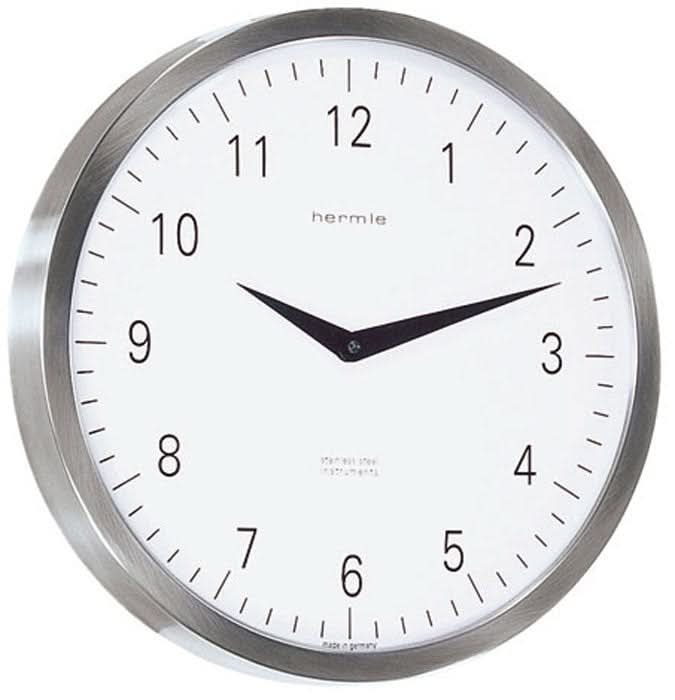Hermle Wanduhr 30x30x4 cm Edelstahl • Funkgesteuert • Zeitloses Design