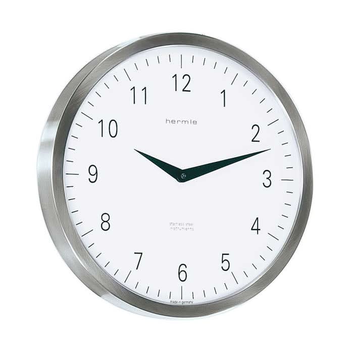 Hermle Wanduhr 30 cm Ø Edelstahl • Made in Germany • Geräuschloses Quarzwerk