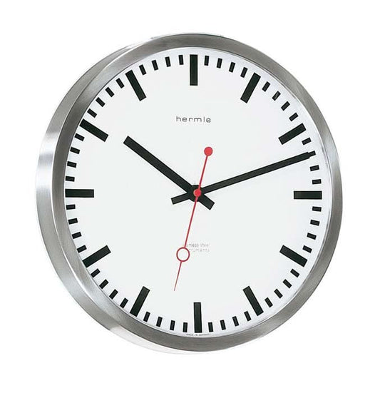 Hermle Wanduhr 30,5x30,5x5 cm Edelstahl • Lautloses Quarzwerk • Modernes Design