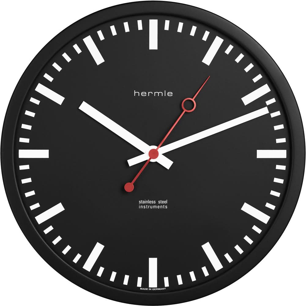 Hermle Wanduhr 30,5x30,5x5 cm Metall • Lautloses Quarzuhrwerk • Modernes Design
