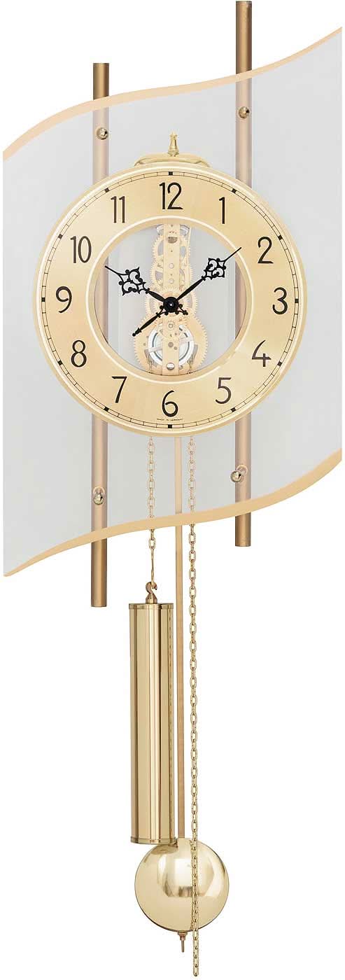 AMS Wanduhr 44x23x9 cm Glas, Aluminium • Mechanisches 8-Tage-Schlagwerk • Elegantes Glas-Design