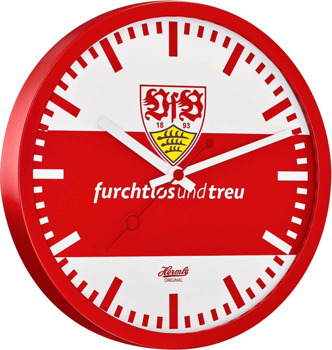 Hermle Wall Clock 30 cm Ø Metal • VfB Stuttgart Edition • Silent Quartz Movement