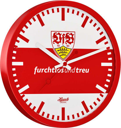 Hermle Wall Clock 30 cm Ø Metal • VfB Stuttgart Edition • Silent Quartz Movement