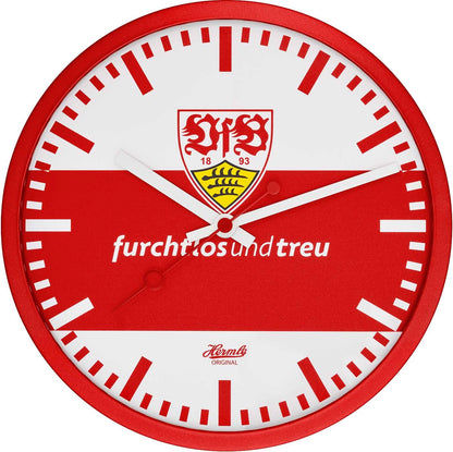 Hermle Wall Clock 30 cm Ø Metal • VfB Stuttgart Edition • Silent Quartz Movement