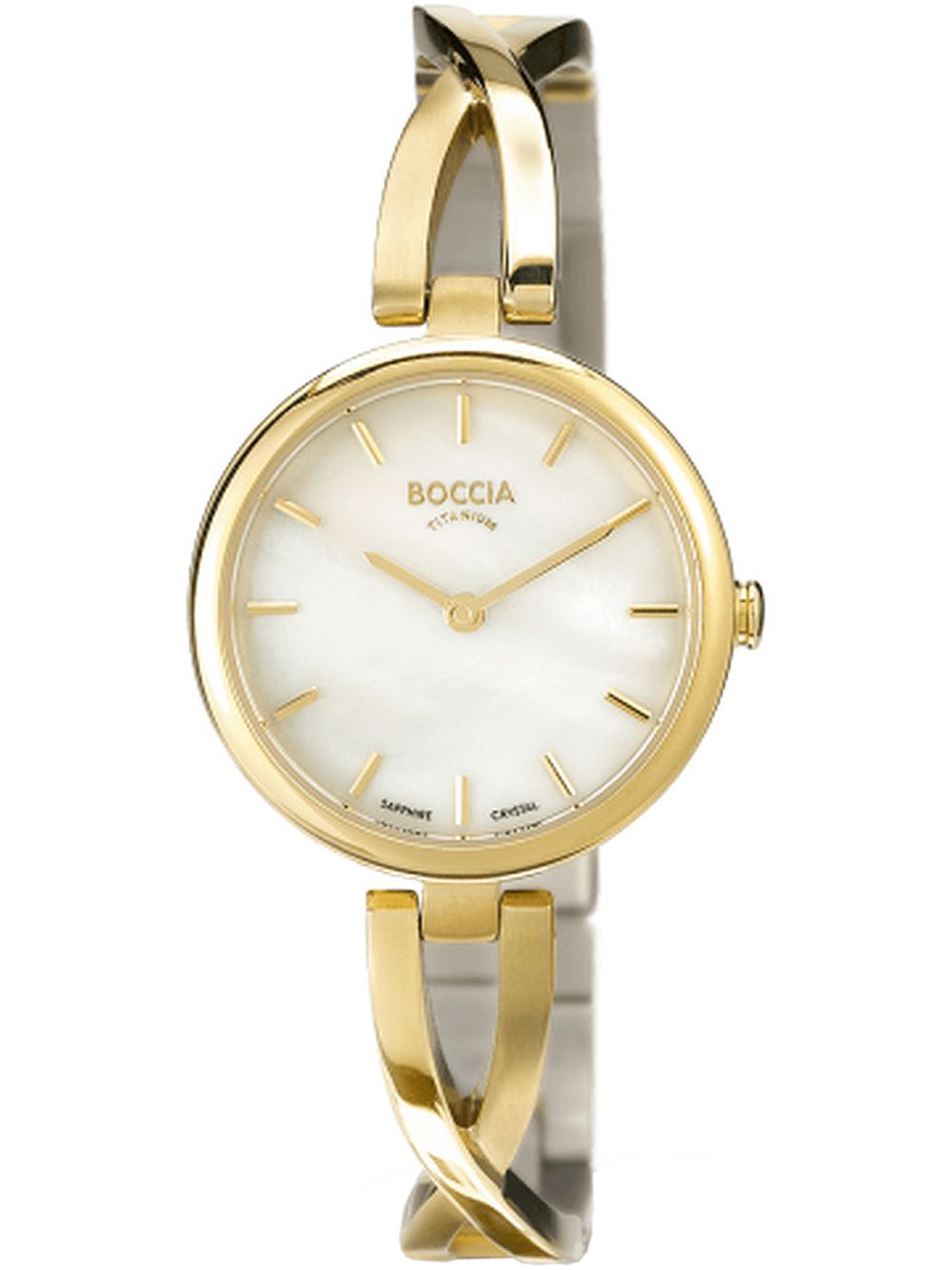 Boccia Dress 3239-03 Damen Armbanduhr • Saphirglas • Leichtes Titan in Gelbgold