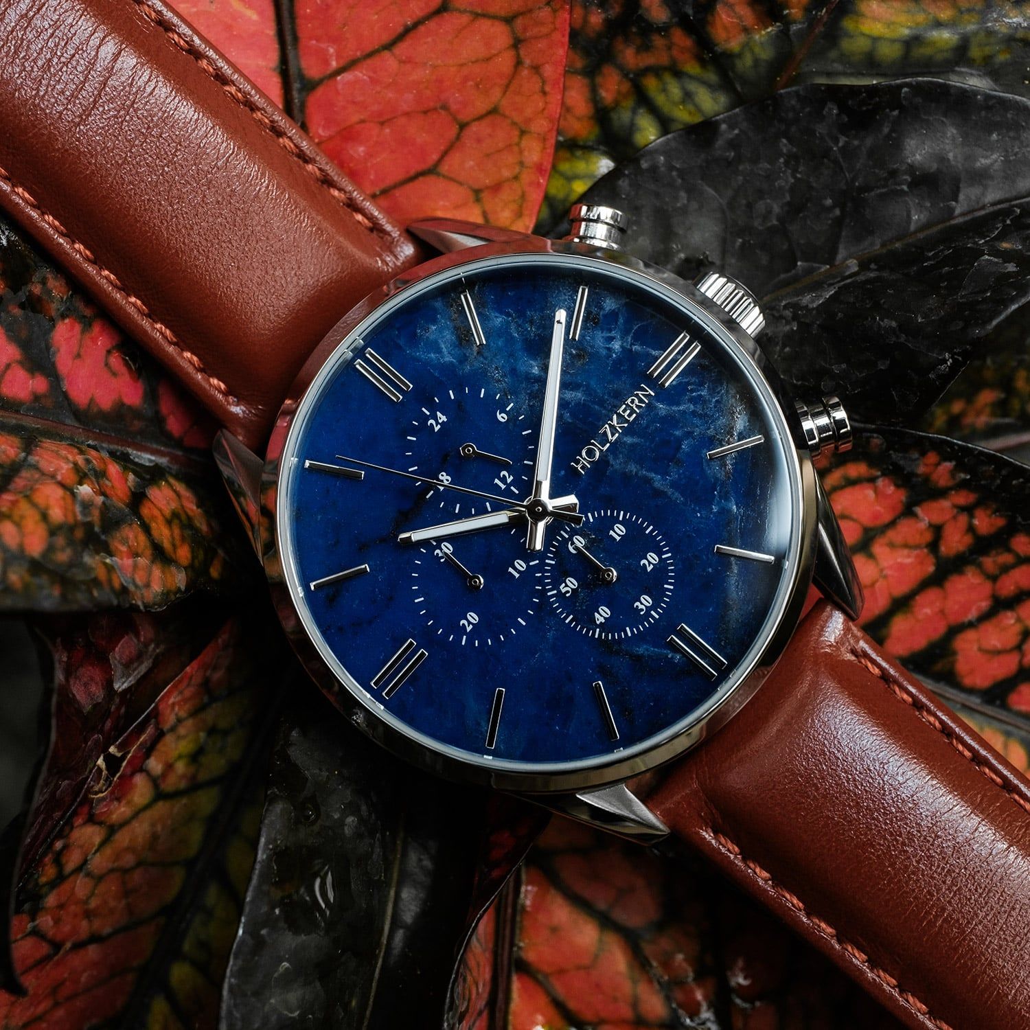 Holzkern Naturalist Herrenuhr • Echtmarmor-Zifferblatt • Chronograph-Optik, Bild 2
