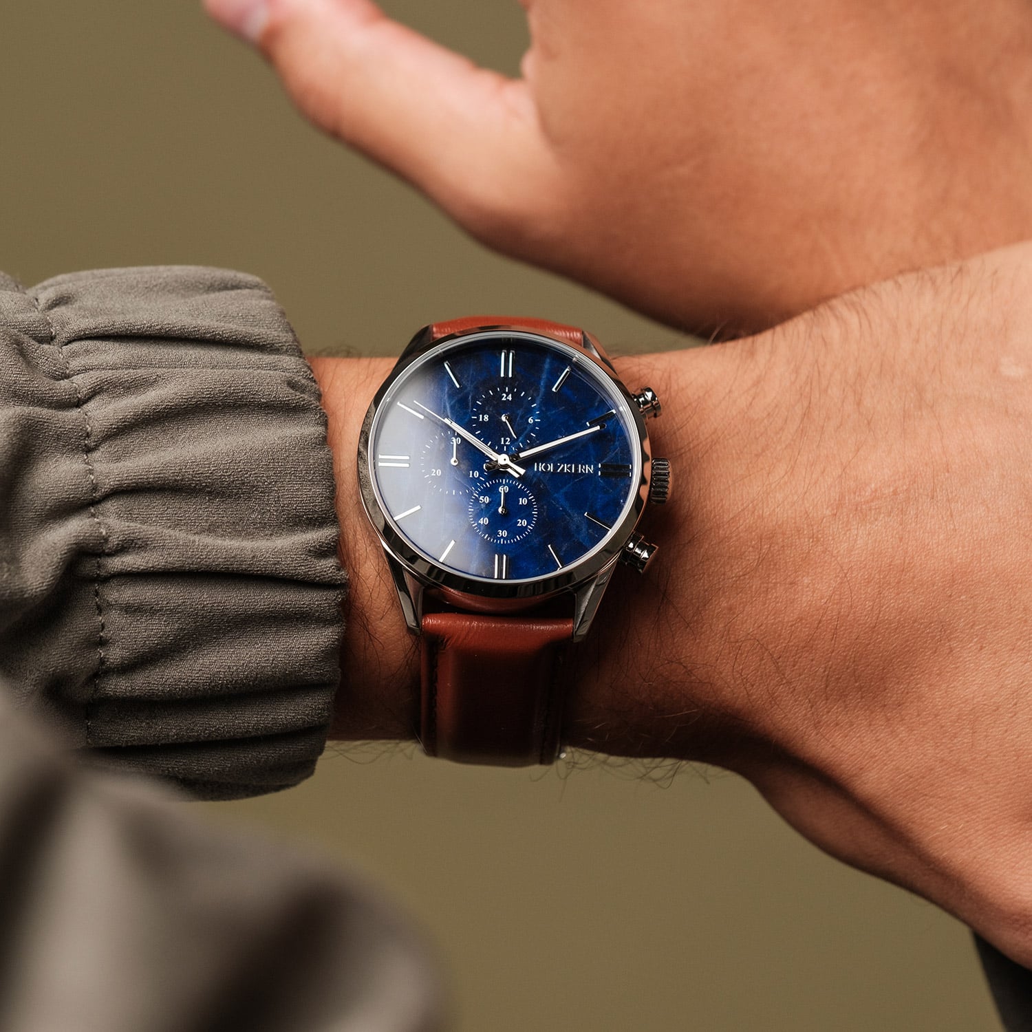 Holzkern Naturalist Herrenuhr • Echtmarmor-Zifferblatt • Chronograph-Optik, Bild 5