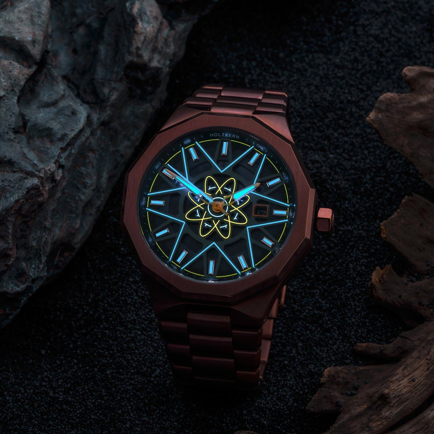 Holzkern Star Trek™ Tellarite Herrenuhr Solar Marmor/Violett • Echtes Marmorzifferblatt • Solarwerk ohne Batteriewechsel
