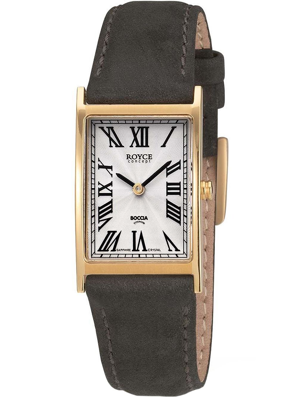 Boccia Royce 3285-09 Damen Armbanduhr Schwarz-Gold • Saphirglas • Leichtes Titangehäuse