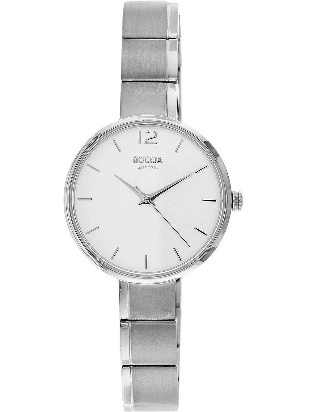 Boccia Titanium 3308-01 Damen Armbanduhr Silber • Mineralglas • Schmetterlingsverschluss